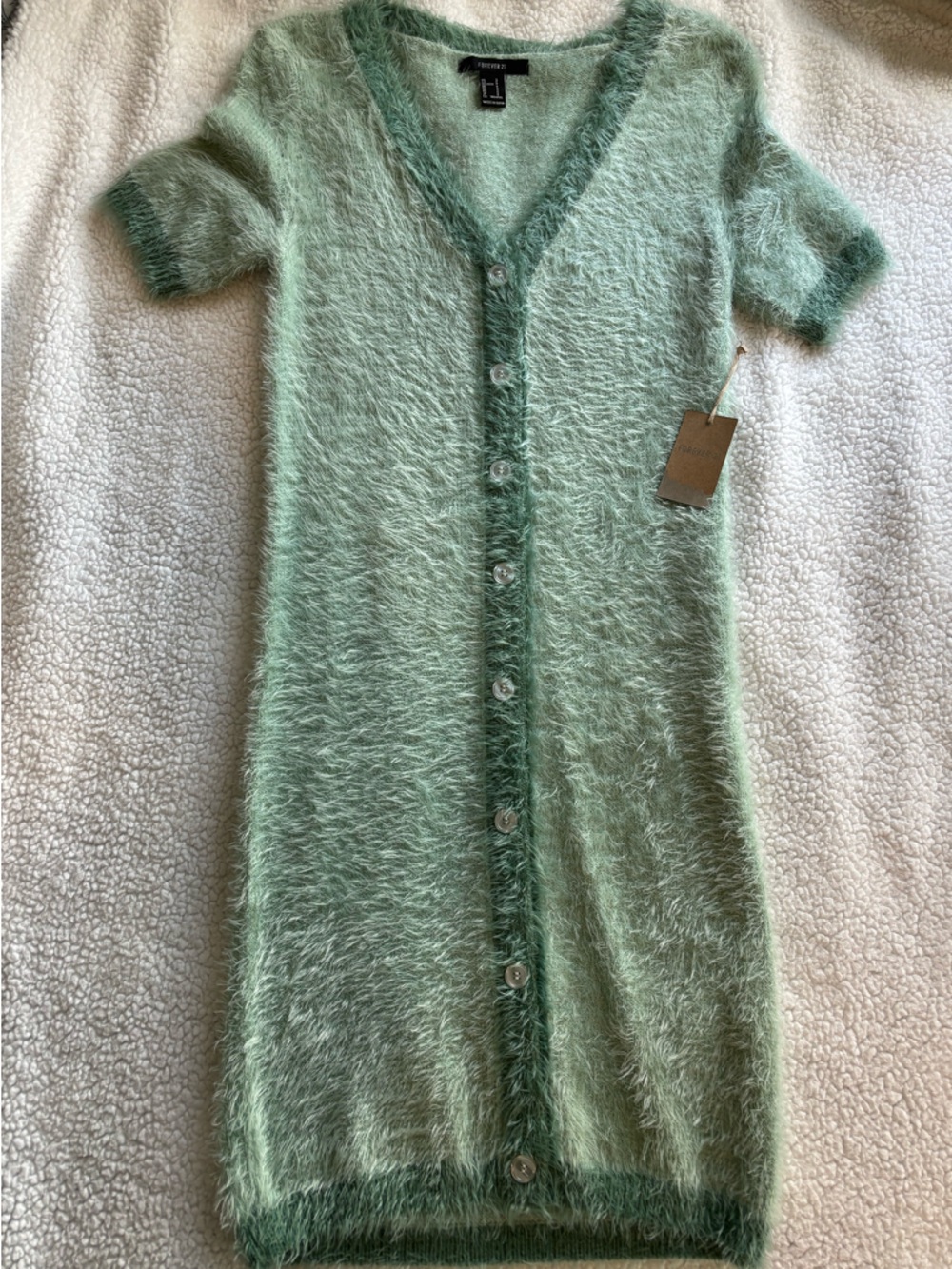 Forever 21 Mint Fuzzy Knit Cardigan/Dress